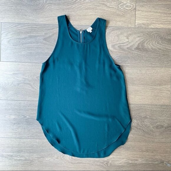Aritzia Wilfred Sevres Blouse Tank top Sleeveless Zip Back Dark Green Size XS - Picture 4 of 16